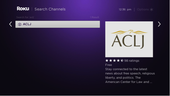 Find our channel on Roku